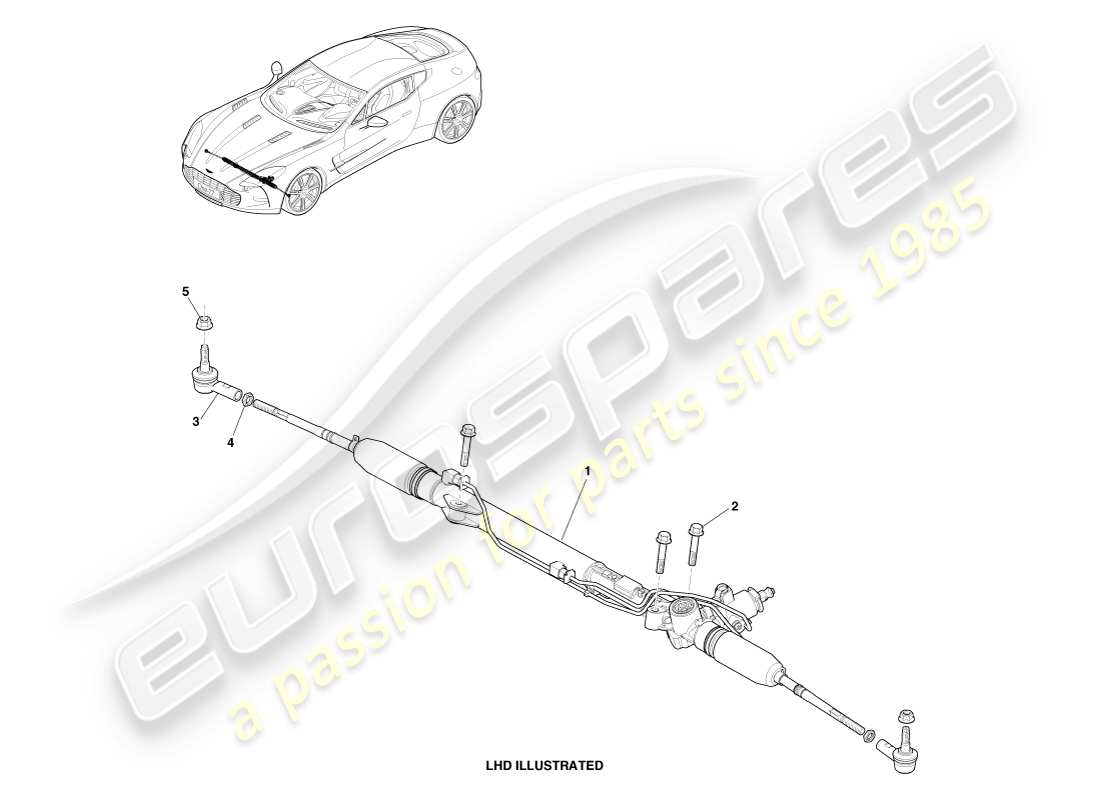 aston martin one-77 (2011) servolenkung - teilediagramm