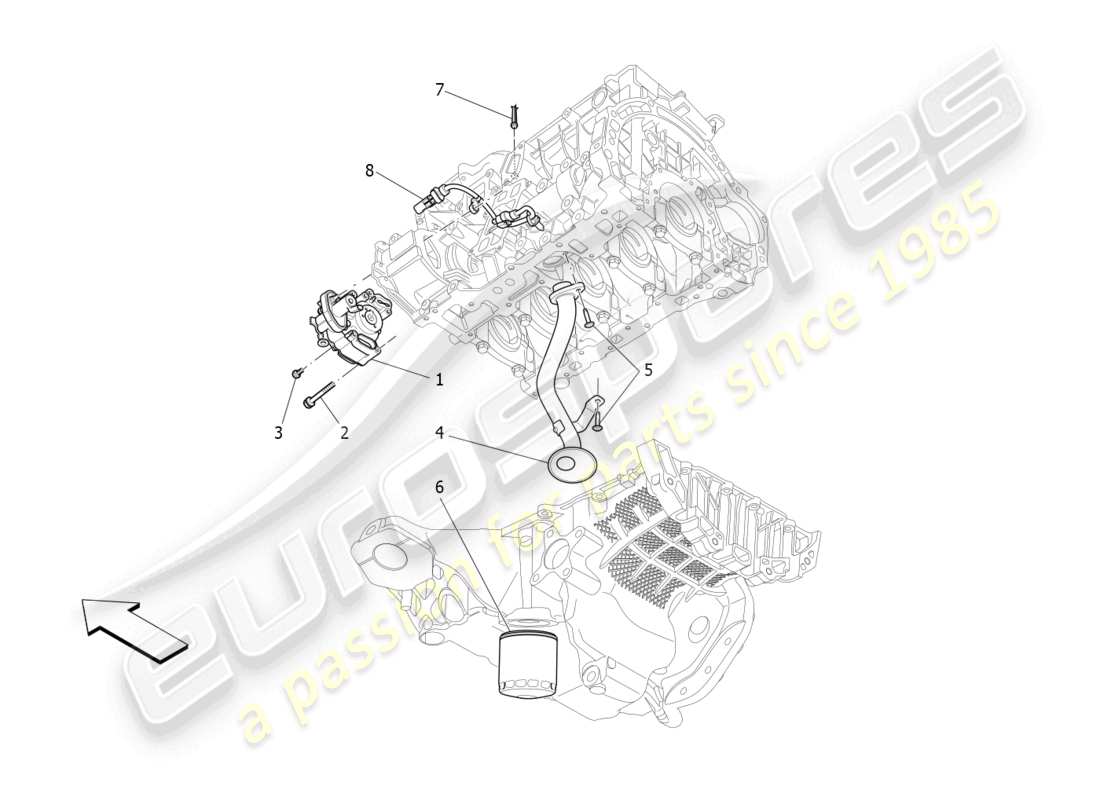 maserati levante gt (2022) schmiersystem: pumpe und filter teilediagramm