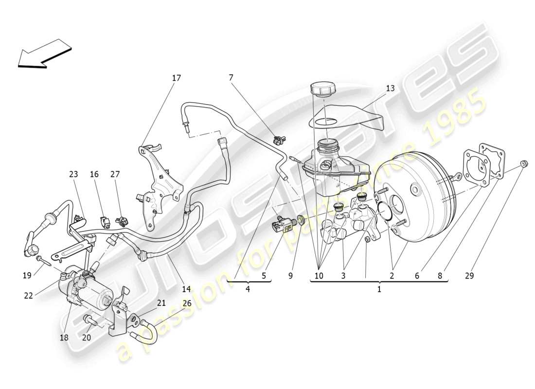 maserati levante gt (2022) bremsservosystem teilediagramm