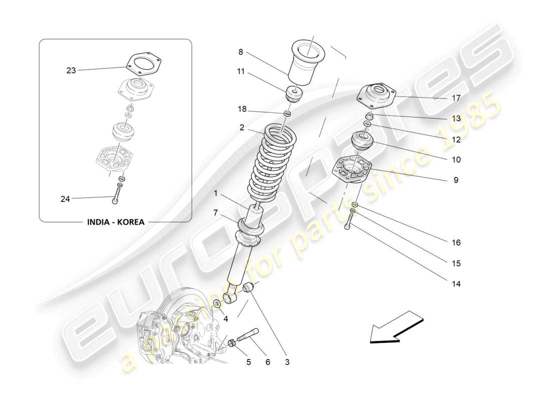 maserati granturismo mc stradale (2013) hintere stossdämpfergeräte teilediagramm