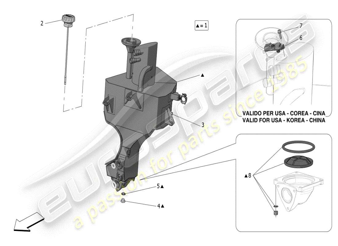 maserati mc20 (2024) schmiersystem: kreislauf und sammlung teilediagramm