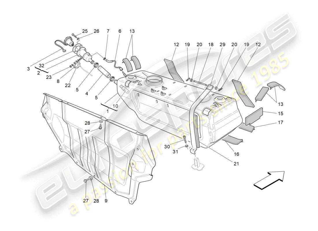 maserati granturismo mc stradale (2013) kraftstofftank teilediagramm