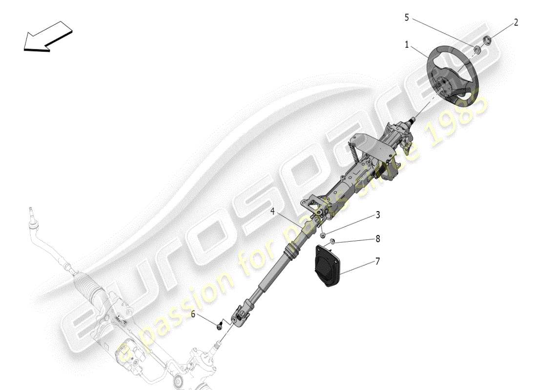 maserati mc20 (2024) lenksäule und lenkradeinheit teilediagramm