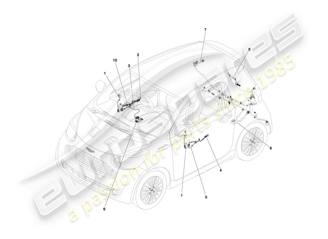 aston martin cygnet (2012) elektrischer kabelbaum am-teilediagramm