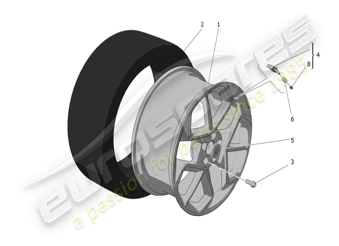 maserati mc20 (2024) räder und reifen teilediagramm
