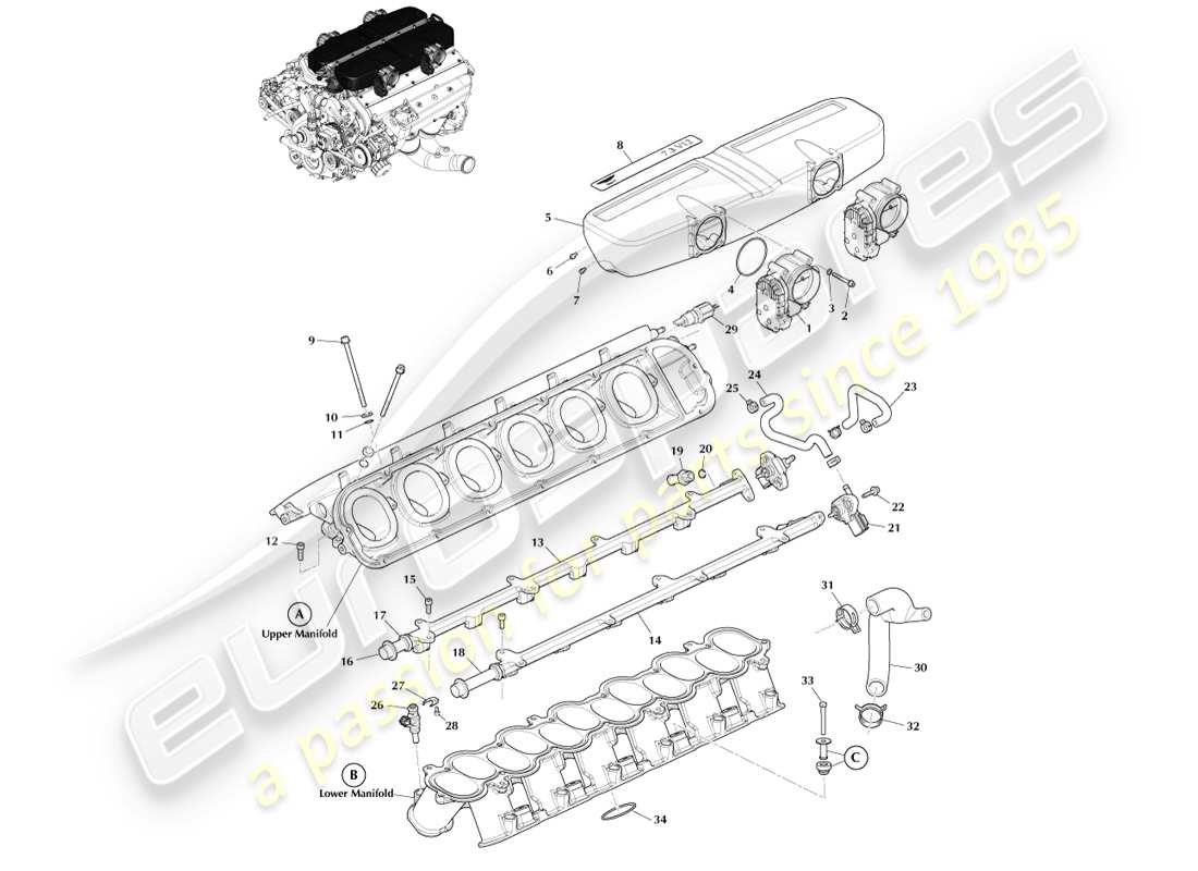 aston martin one-77 (2011) teilediagramm für kraftstoffbefüllung und -steuerung