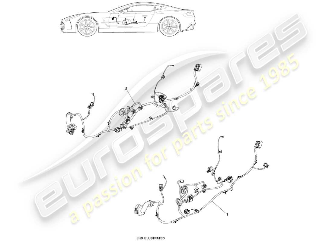 aston martin one-77 (2011) teilediagramm für türkabelbaum
