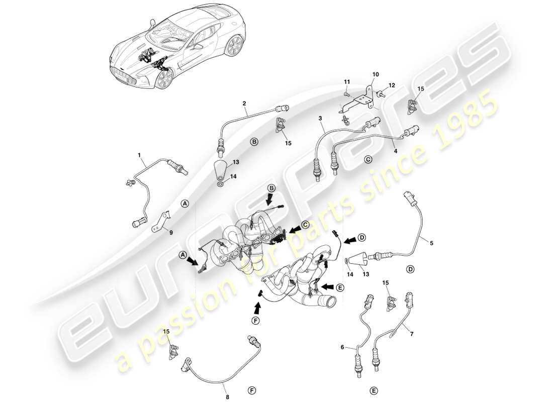 aston martin one-77 (2011) hego-sensoren - teilediagramm