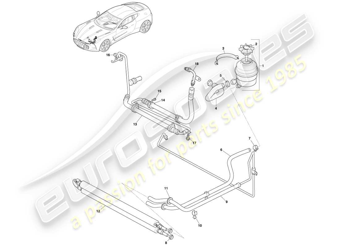 aston martin one-77 (2011) kühler, schläuche und behälter, rhd-ersatzteildiagramm