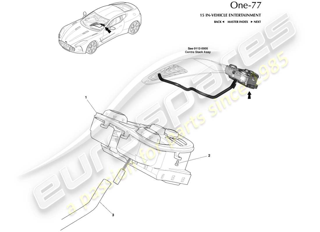 aston martin one-77 (2011) teilediagramm für mediensteuerung