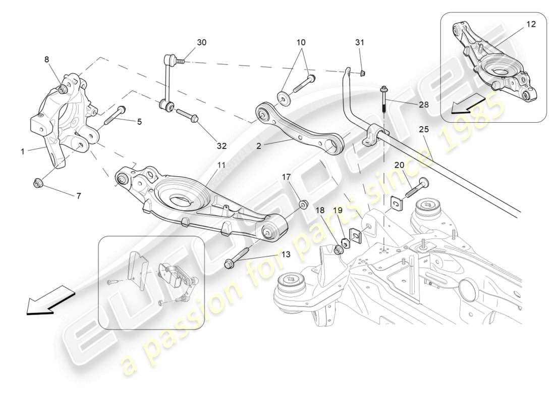 maserati levante gt (2022) hinterradaufhängung teilediagramm