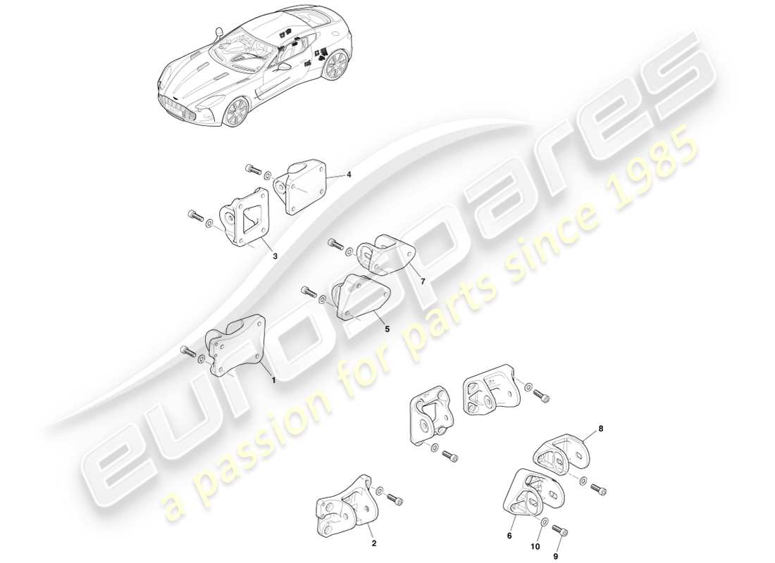 aston martin one-77 (2011) teilediagramm für die hintere aufhängung