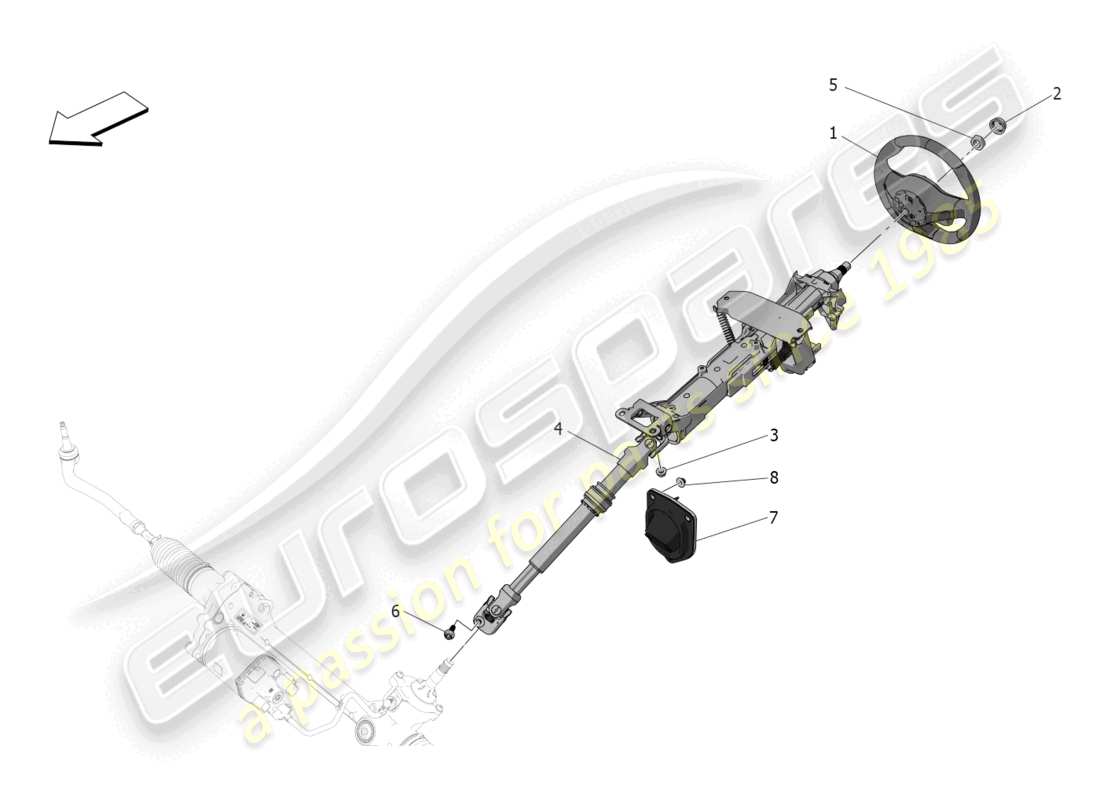 maserati mc20 (2022) lenksäule und lenkradeinheit teilediagramm