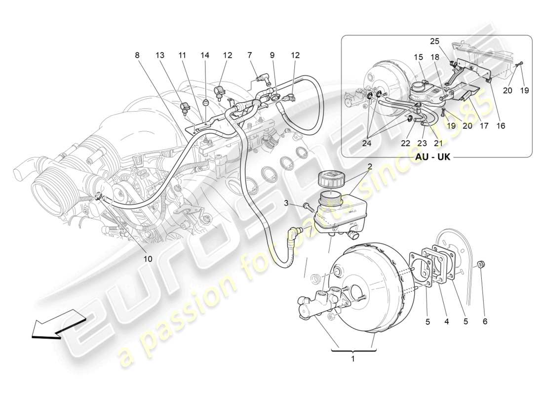 maserati grancabrio mc (2013) bremsservosystem teilediagramm