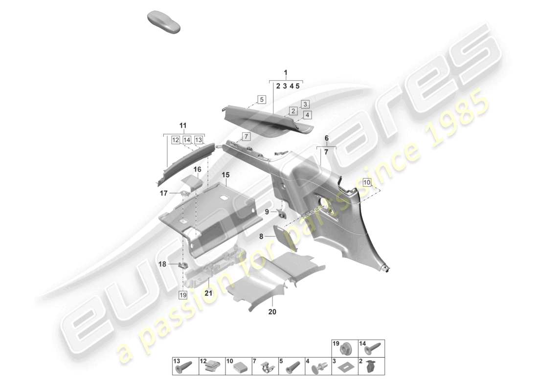 ein Teilediagramm aus dem Porsche 2021 (992-1 GT3/RS/ST) Teilekatalog