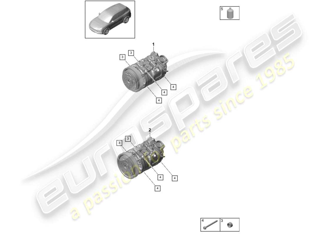 porsche 2021 (cayenne e3 9ya/9yb) kompressor klimaanlage r134a ersatzteildiagramm