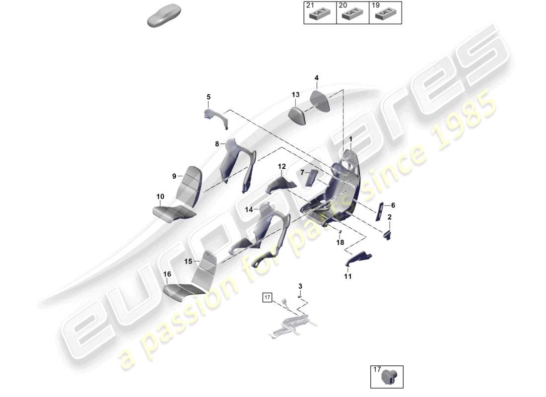 porsche 2026 (992-2 gt3) schalensitz sitzrahmen sitzbezüge schaumstoffteil teilediagramm