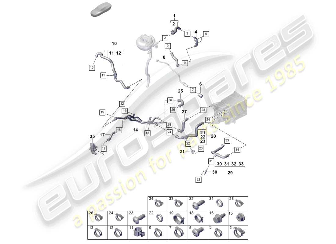porsche 2026 (cayenne e3 pa) kühlmittelkühlsystem teilediagramm