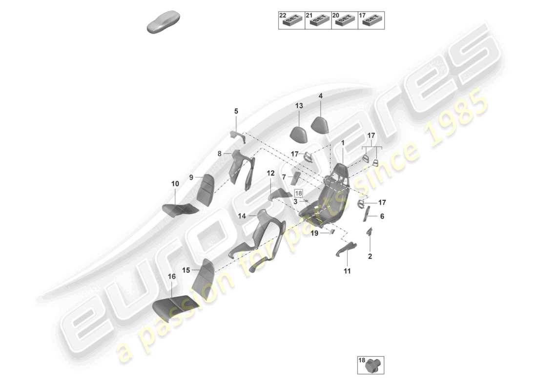 porsche 2025 (992-2 gt3/rs/st) schalensitz sitzrahmen sitzbezüge schaumstoffteil teilediagramm