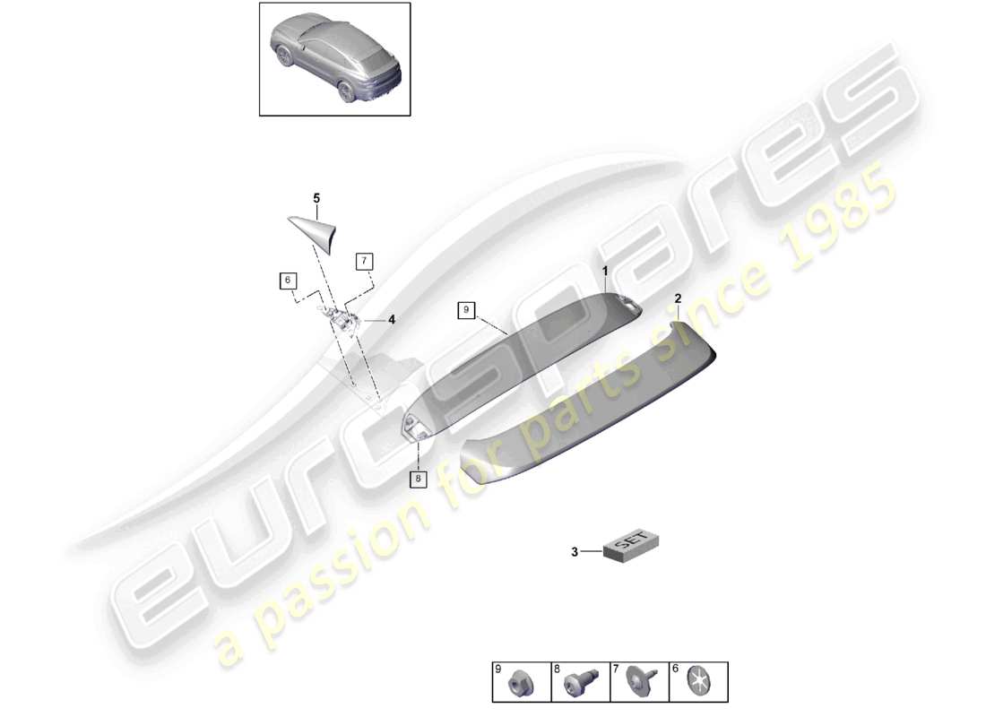 porsche 2024 (cayenne e3 pa) dachkantenspoiler coupé teilediagramm