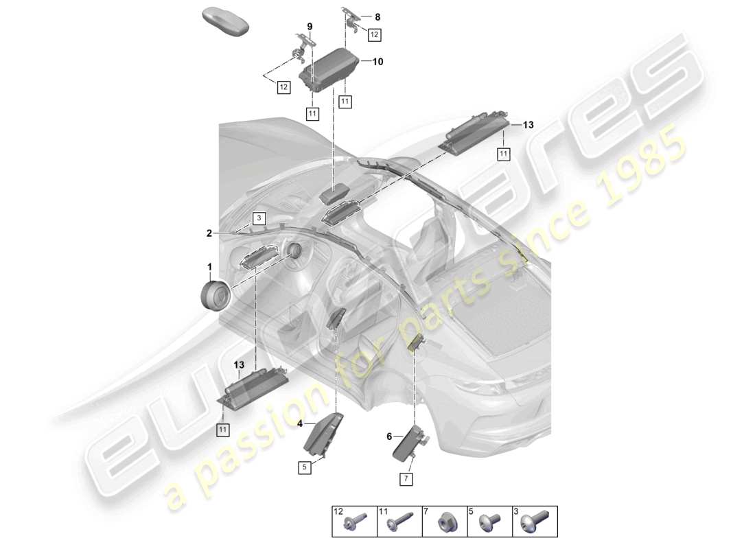 porsche 2026 (panamera 976) airbag-teilediagramm