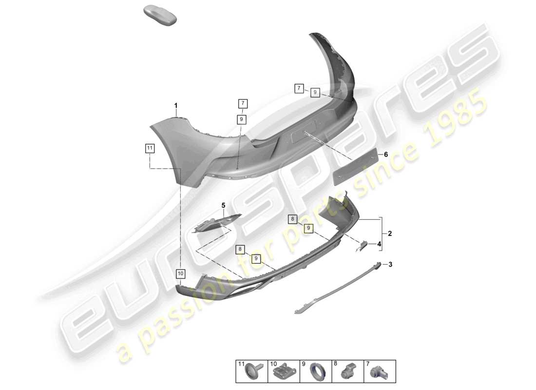 porsche 2026 (panamera 976) stoßstange hinten, ersatzteildiagramm