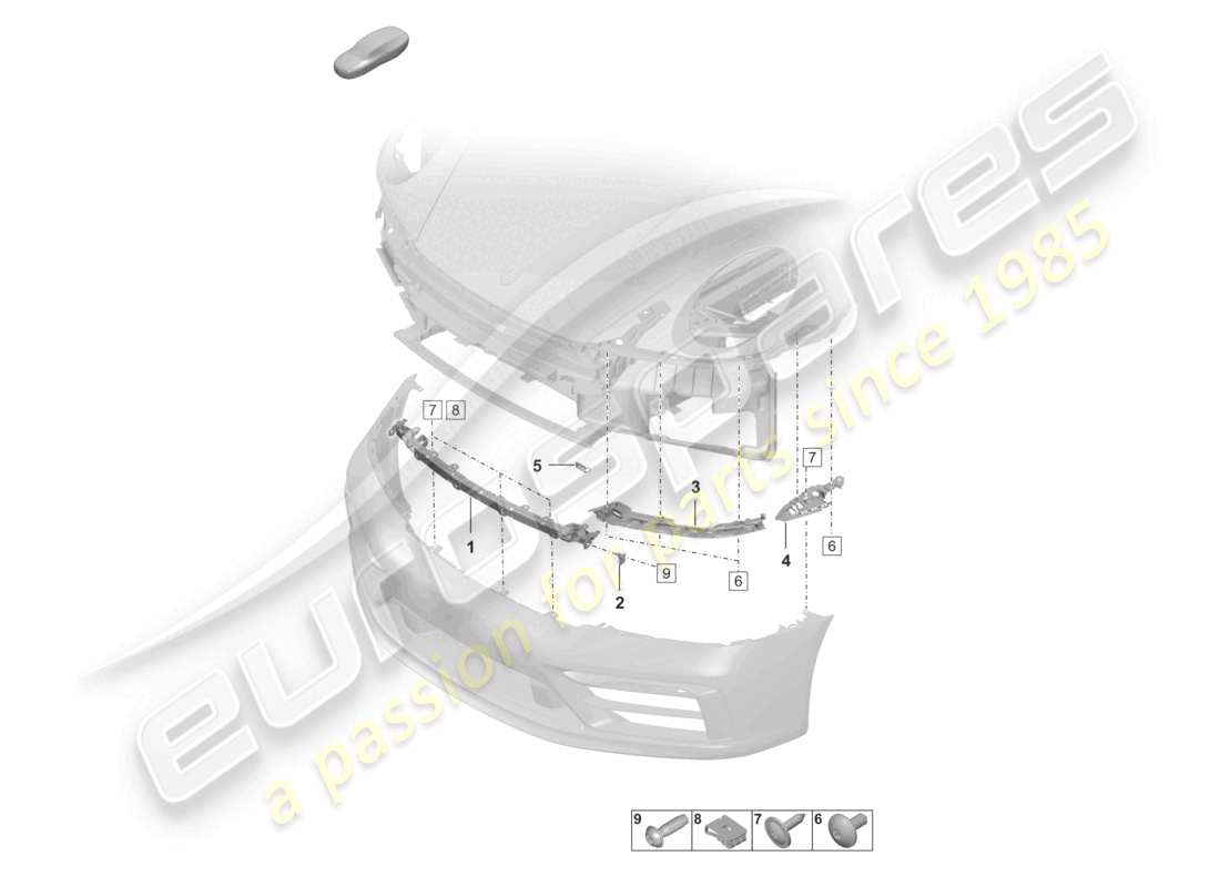 porsche 2023 (992-1) stoßfänger vorne befestigungsteile sport design paket teilediagramm