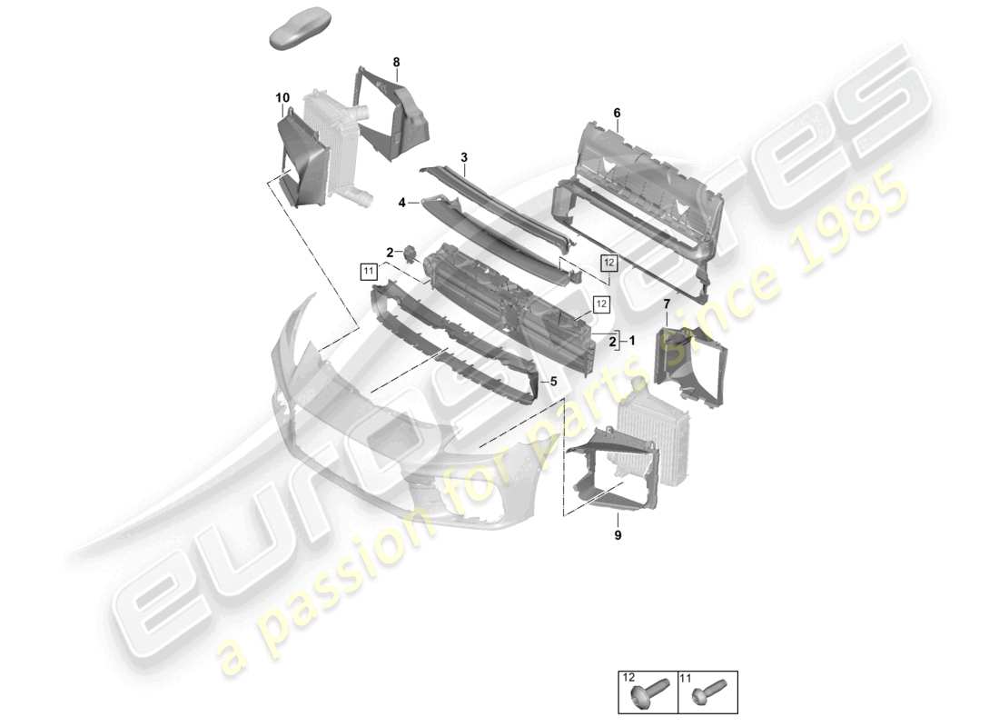 porsche 2026 (panamera 976) teilediagramm für luftführung und scheibenpaket