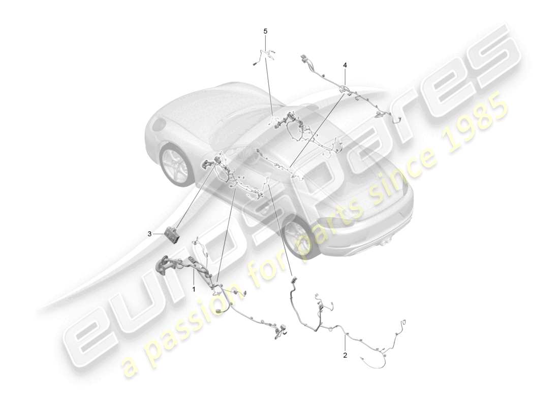 porsche 2022 (718 cayman) kabelbäume türen mittelkonsole steuergerät türen verdecksteuerung teilediagramm