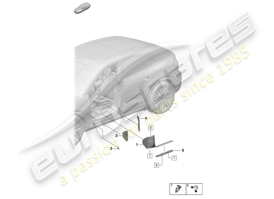 porsche 2026 (macan-e) trittbrettverkleidung vorne a-säule zubehör teilediagramm