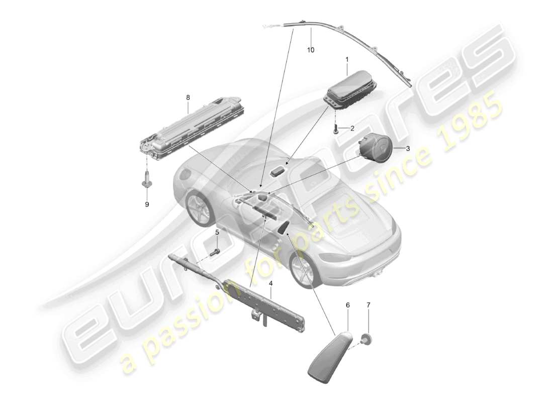 porsche 2021 (718 cayman) airbag teilediagramm