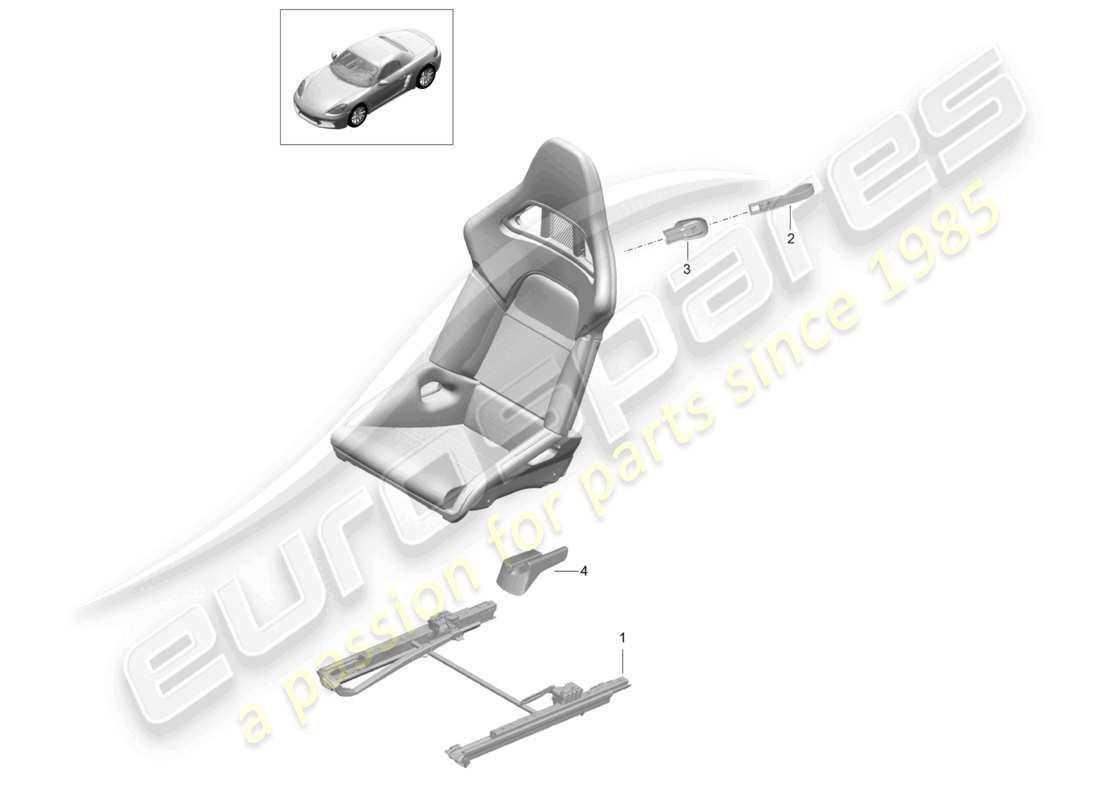 porsche 2021 (718 boxster spyder) schalensitz klappbar (komplett) nicht mehr lieferbar ersatzteilzeichnung