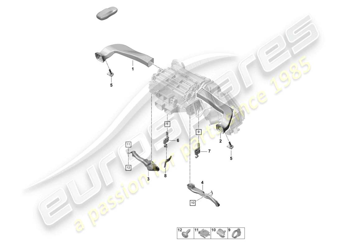 porsche 2024 (panamera 976) heizung, klimaanlage luftführung armaturenbrett teilediagramm
