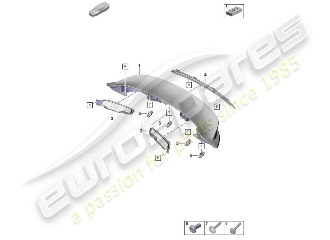 porsche 2025 (992-2 gt3) heckspoiler teilediagramm