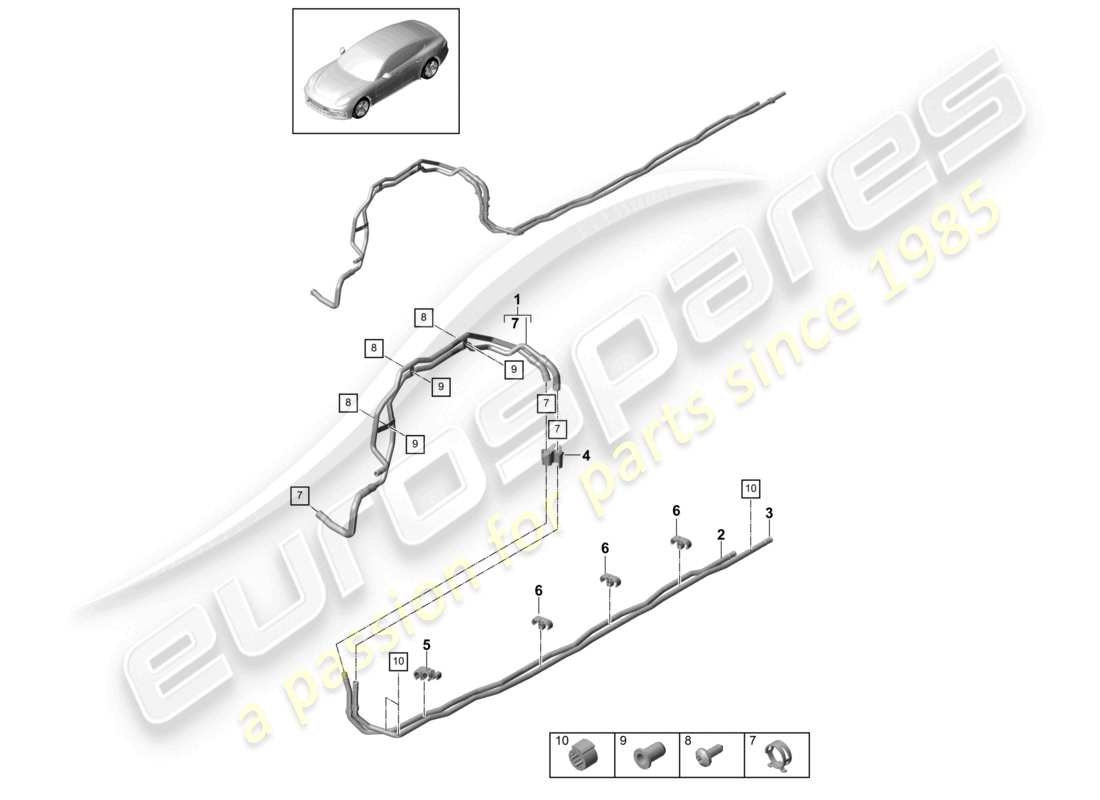 porsche 2021 (panamera 971-1) kühlmittelrohr links längsträger hybrid und unterboden teilediagramm