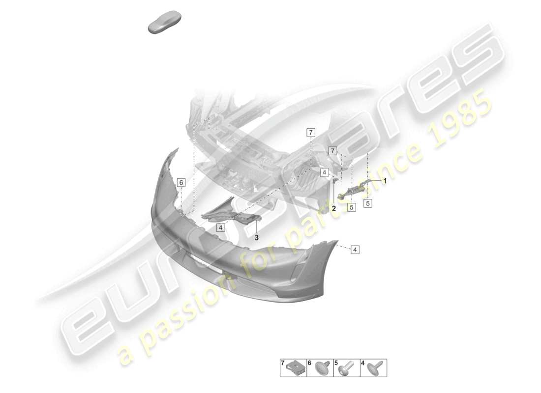 porsche 2026 (taycan 9j1-2) stoßfänger vorne befestigungsmaterial teilediagramm