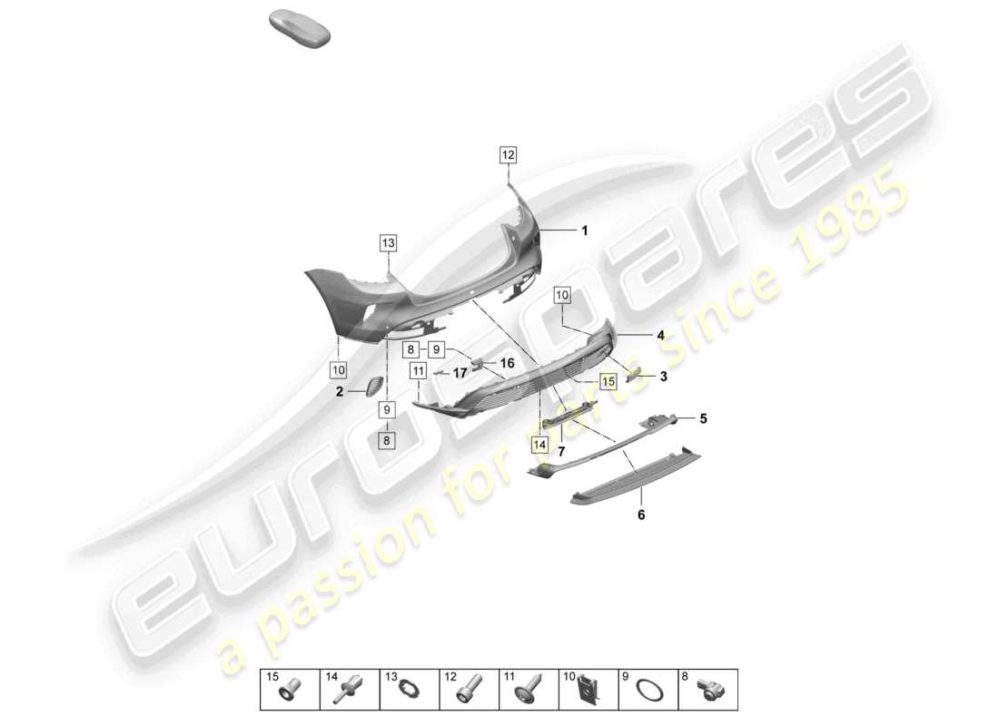 porsche 2026 (taycan 9j1-2) stoßfänger hinten sport design paket teilediagramm