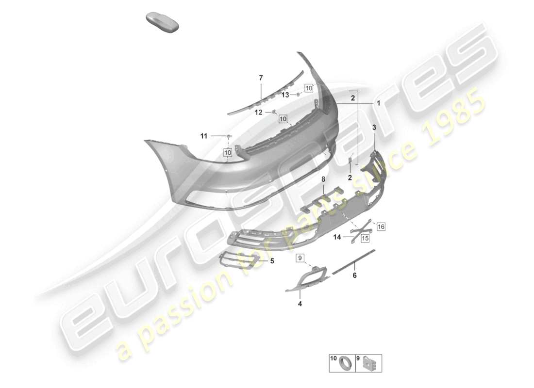 porsche 2022 (992-1) stoßstange hinten sportauspuffanlage mit: zubehör teilediagramm