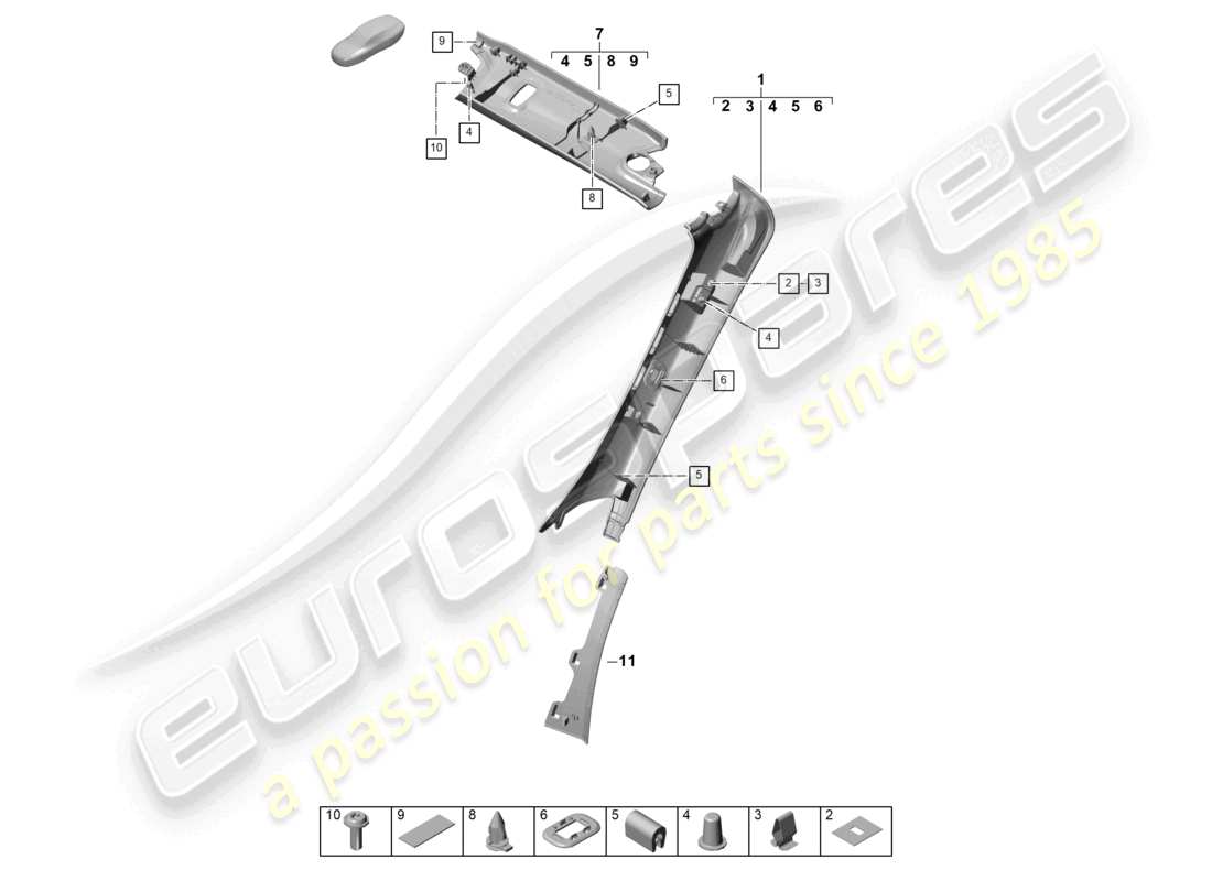 porsche 2024 (992-2) a-säulenverkleidung teilediagramm