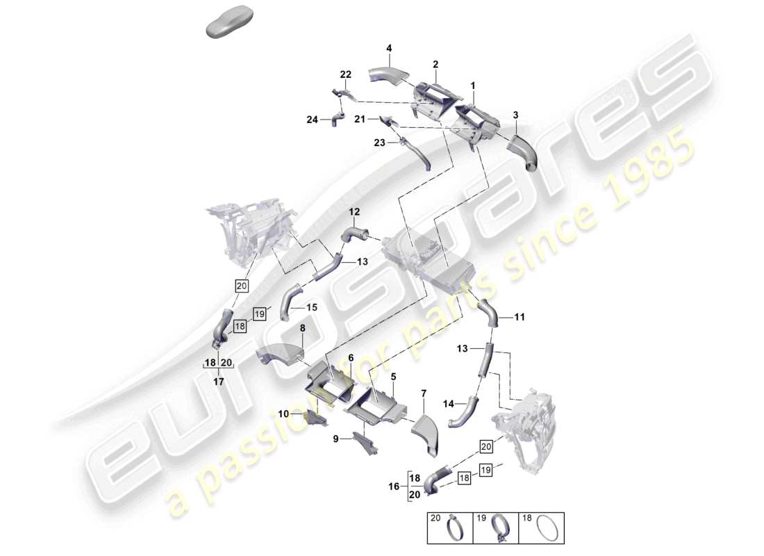 porsche 2022 (992-1 turbo / s) luftführung ladeluftkühler teilediagramm