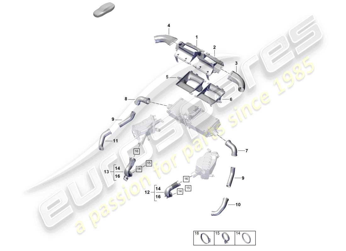 porsche 2024 (992-2) ladeluftkühler luftführung teilediagramm