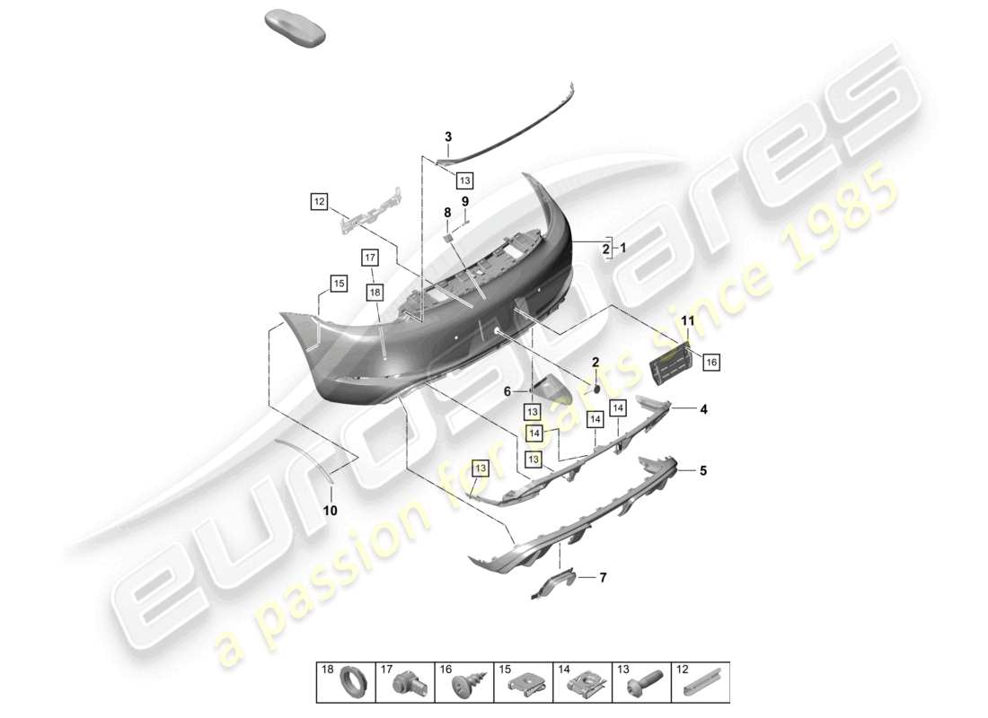 porsche 2021 (718 cayman gt4) stoßstange hinten gt4rs teilediagramm