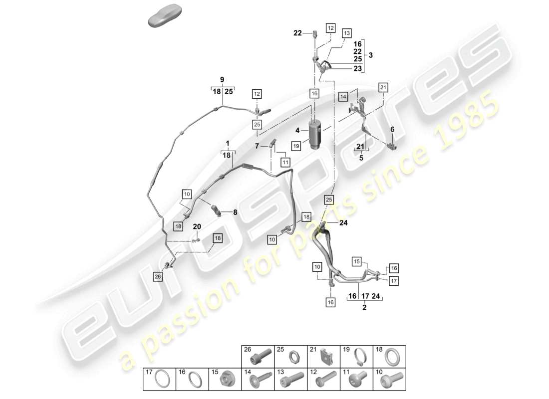 porsche 2026 (992-2 turbo / s) klimaanlage lhd kältemittelleitung (expansionsventil > trockner) teilediagramm