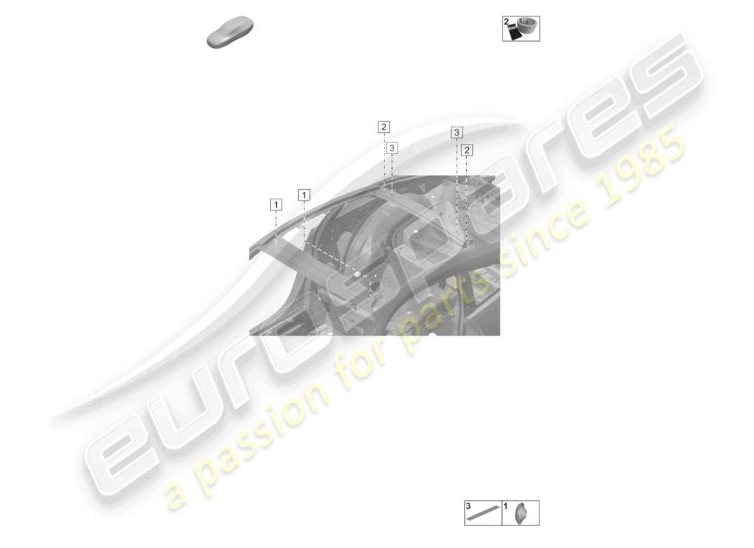 porsche 2025 (992-2 turbo / s) stopfen für karosserie karosserie dachquerträger teileübersicht