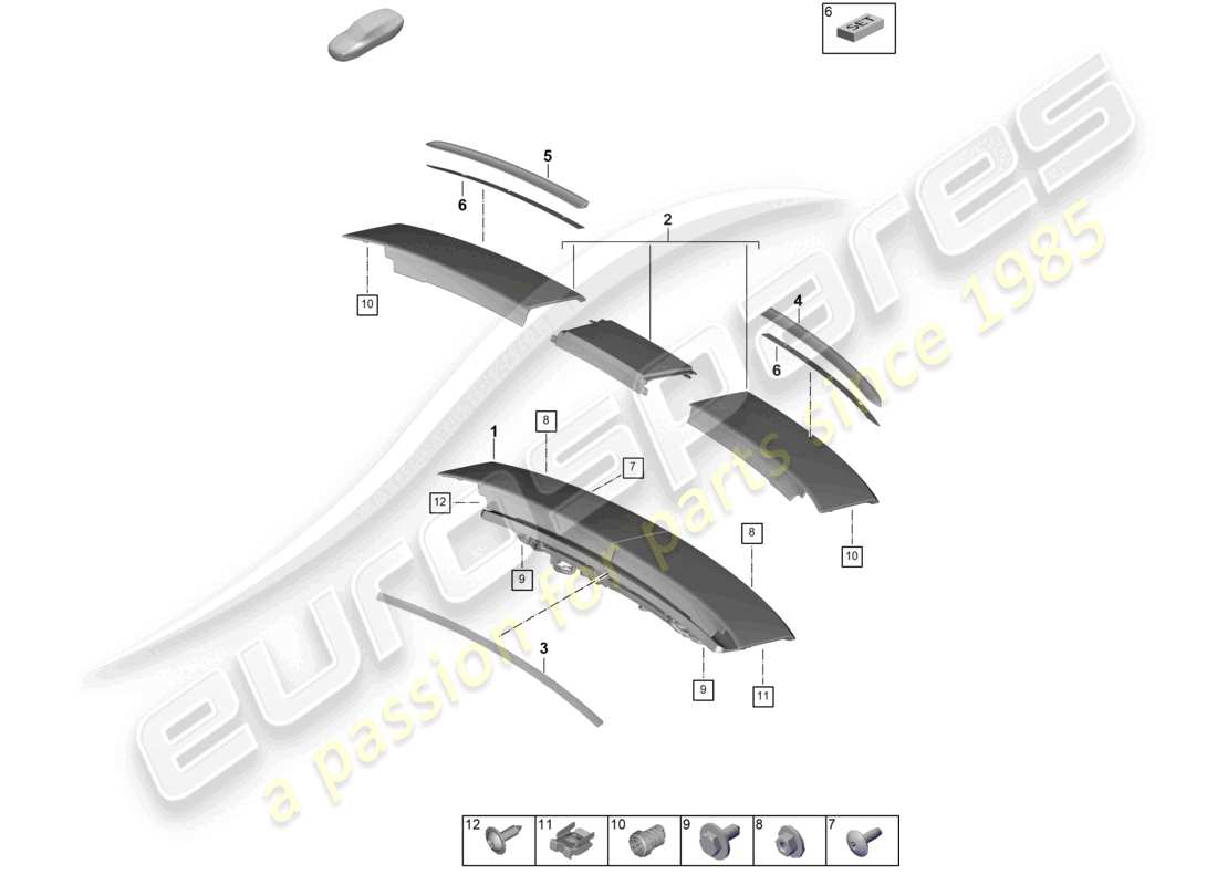 porsche 2024 (panamera 976) heckspoiler hinten pdm 976.827 ersatzteildiagramm