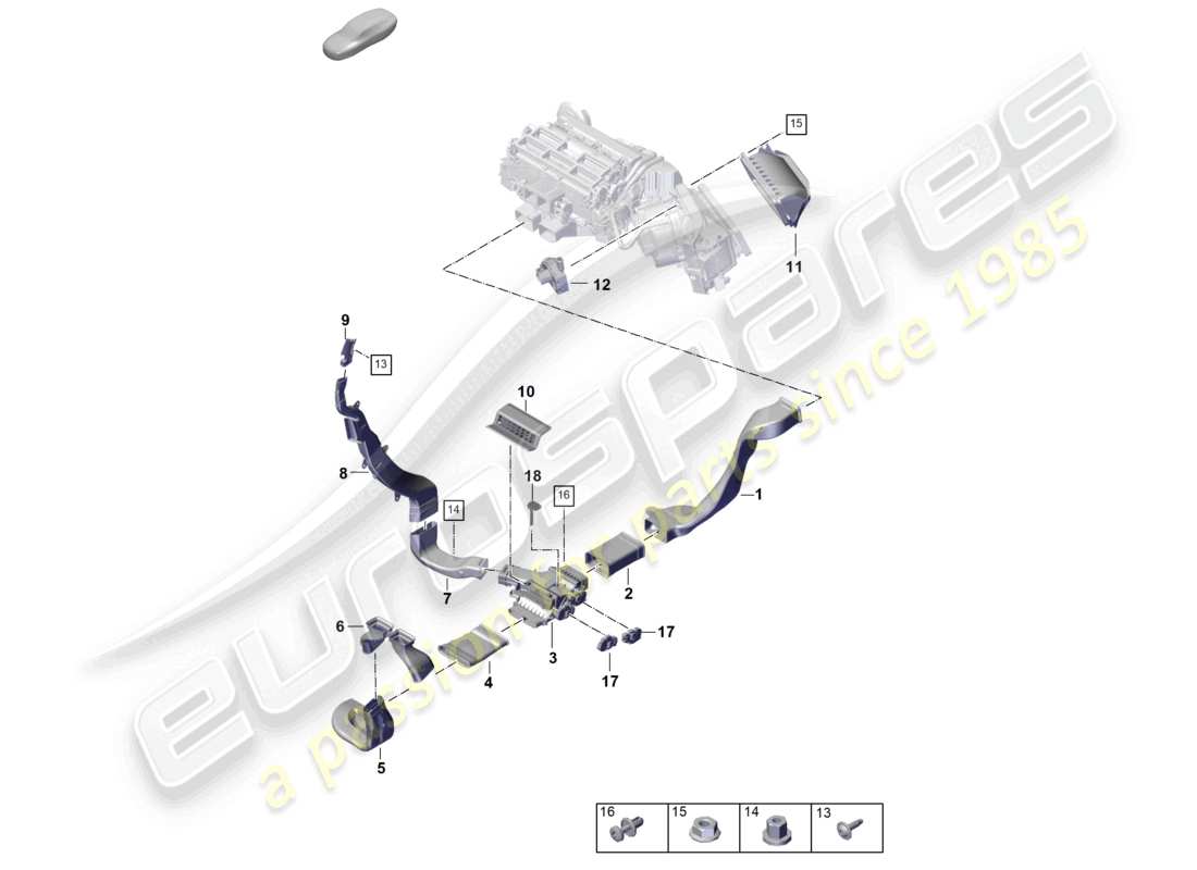 porsche 2024 (panamera 976) luftführung 2-zone klimaanlage fahrgastraumbelüftung teilediagramm