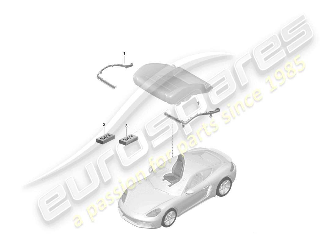 porsche 2024 (718 cayman) sitzpolster rahmen sportsitz plus reparaturset sitzbelegungserkennung teilediagramm