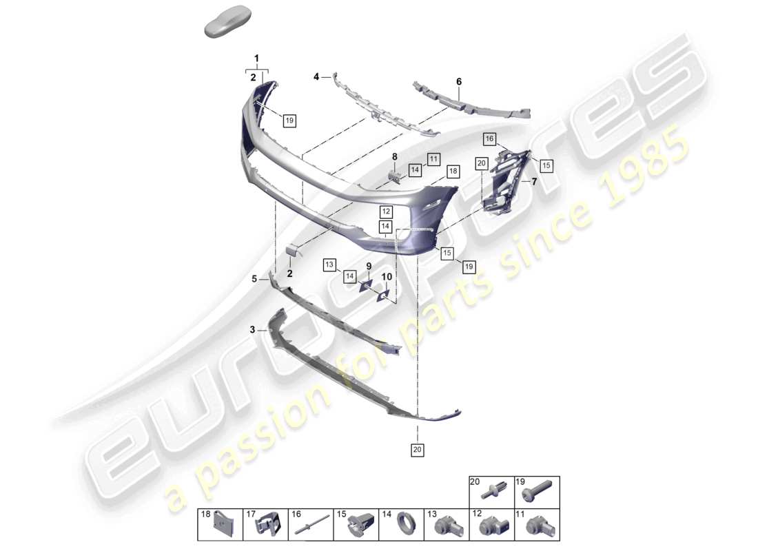 porsche 2025 (cayenne e3 pa) stoßstange ersatzteildiagramm