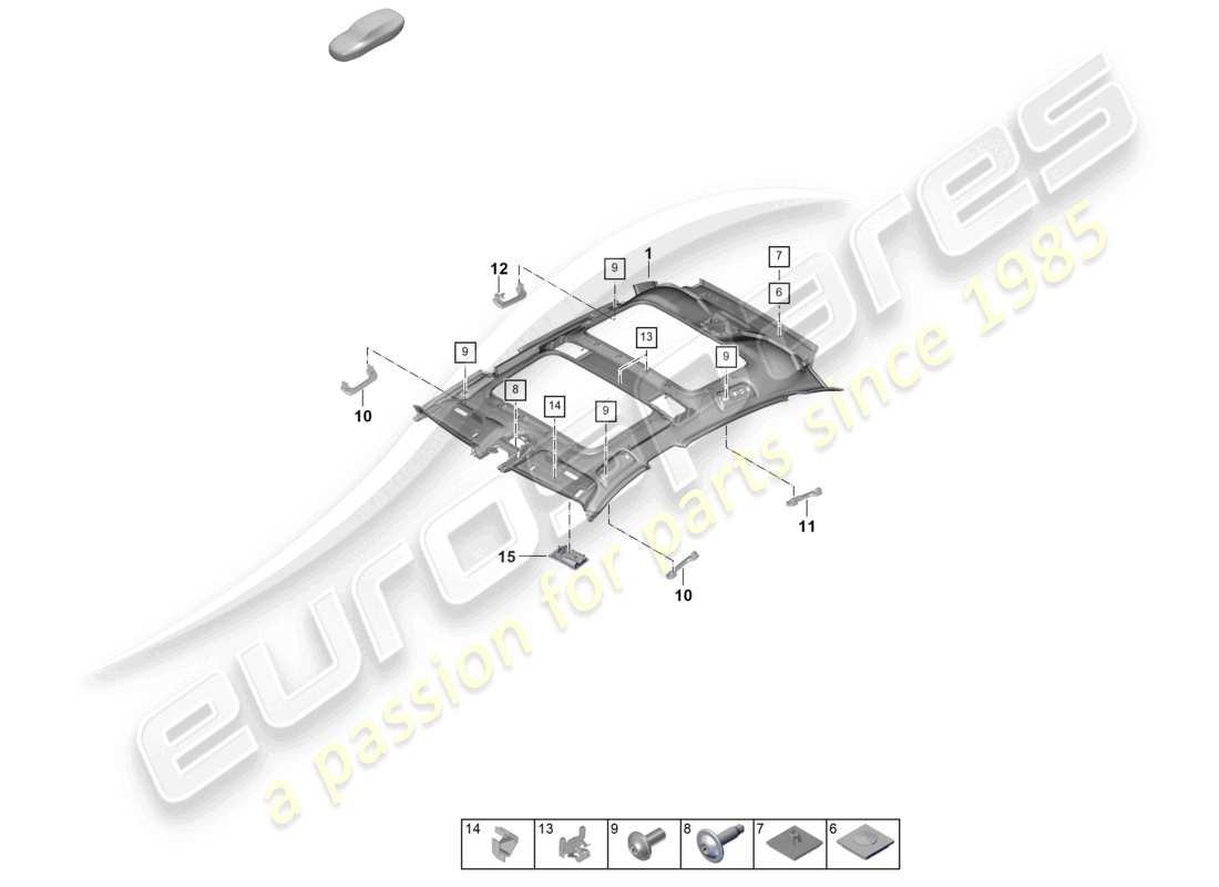 porsche 2024 (panamera 976) dachverkleidung - teilediagramm