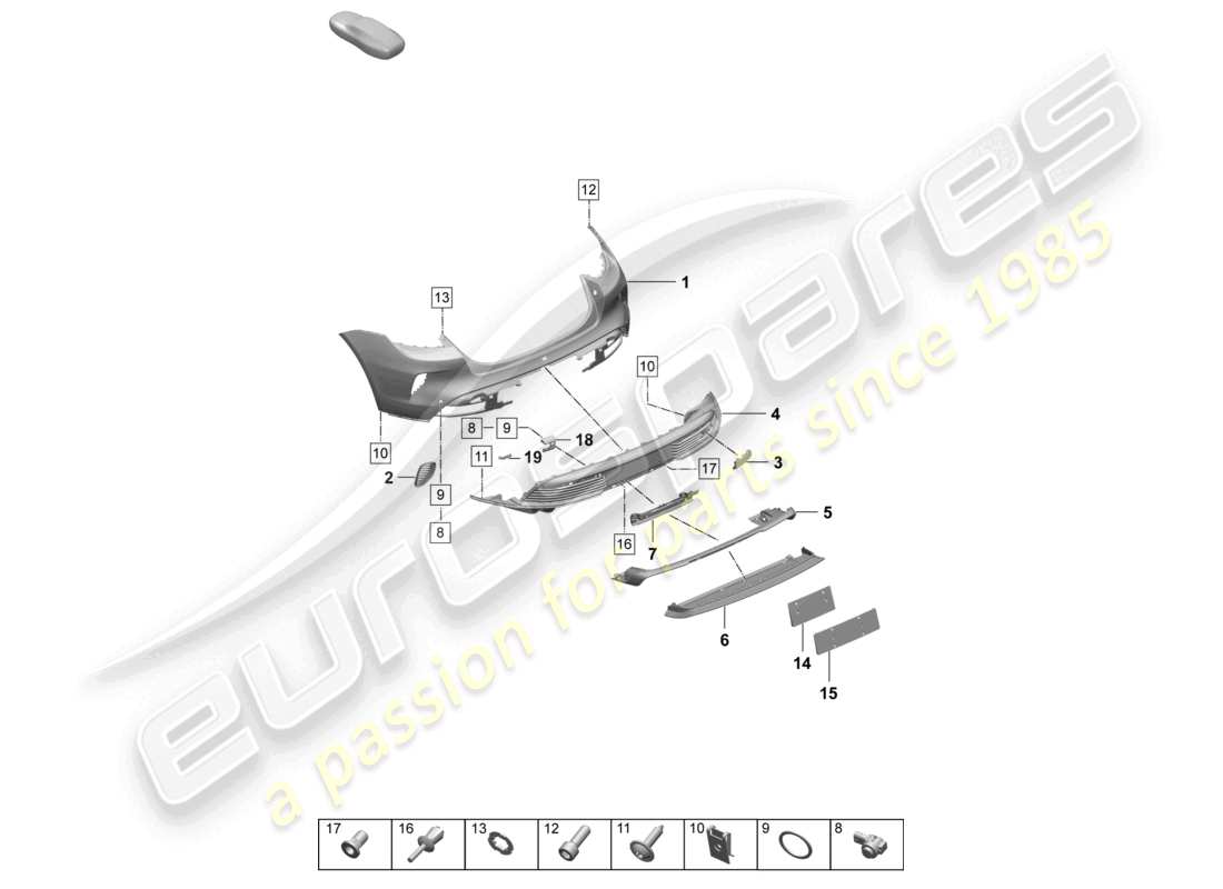 porsche 2026 (taycan 9j1-2) stoßfänger hinten sport design paket teilediagramm